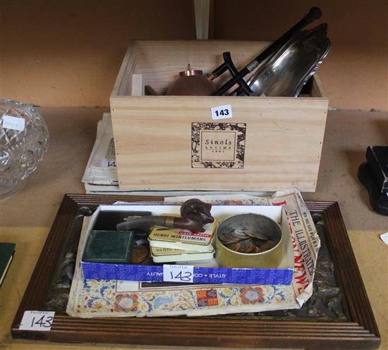 Baton, pipe, copper kettle etc